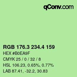 カラーコード: RGB 176.3 234.4 159 | qconv.com
