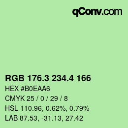 カラーコード: RGB 176.3 234.4 166 | qconv.com