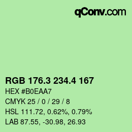 カラーコード: RGB 176.3 234.4 167 | qconv.com