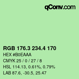 カラーコード: RGB 176.3 234.4 170 | qconv.com