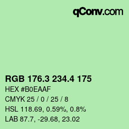 カラーコード: RGB 176.3 234.4 175 | qconv.com
