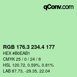 カラーコード: RGB 176.3 234.4 177 | qconv.com