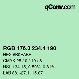 カラーコード: RGB 176.3 234.4 190 | qconv.com