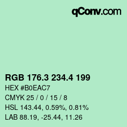 カラーコード: RGB 176.3 234.4 199 | qconv.com