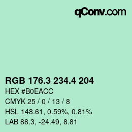 カラーコード: RGB 176.3 234.4 204 | qconv.com