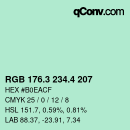 カラーコード: RGB 176.3 234.4 207 | qconv.com