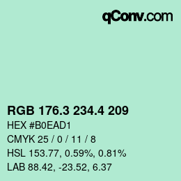 カラーコード: RGB 176.3 234.4 209 | qconv.com