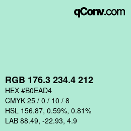 カラーコード: RGB 176.3 234.4 212 | qconv.com
