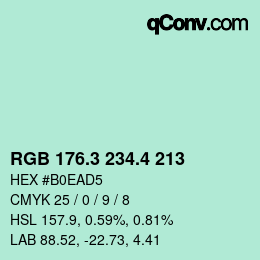 カラーコード: RGB 176.3 234.4 213 | qconv.com