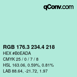 カラーコード: RGB 176.3 234.4 218 | qconv.com