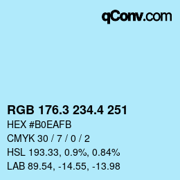 カラーコード: RGB 176.3 234.4 251 | qconv.com