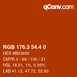 カラーコード: RGB 176.3 54.4 0 | qconv.com