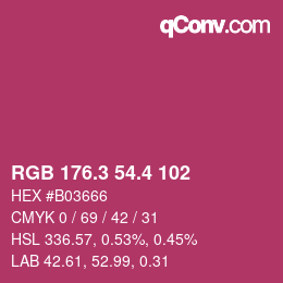 カラーコード: RGB 176.3 54.4 102 | qconv.com