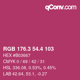 カラーコード: RGB 176.3 54.4 103 | qconv.com