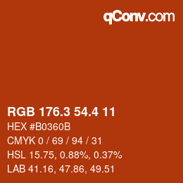 カラーコード: RGB 176.3 54.4 11 | qconv.com