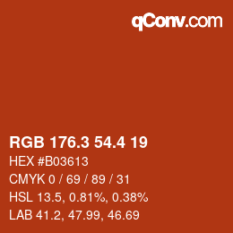 カラーコード: RGB 176.3 54.4 19 | qconv.com