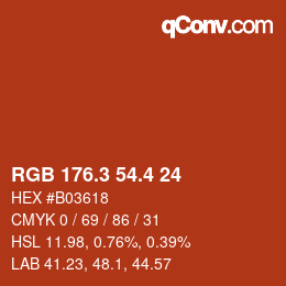 カラーコード: RGB 176.3 54.4 24 | qconv.com