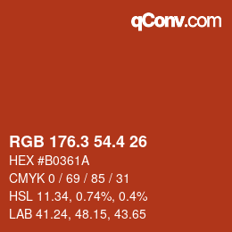 カラーコード: RGB 176.3 54.4 26 | qconv.com