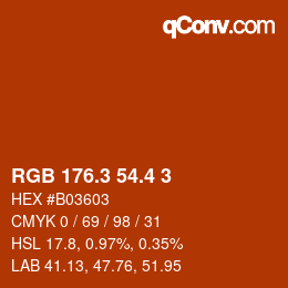 カラーコード: RGB 176.3 54.4 3 | qconv.com