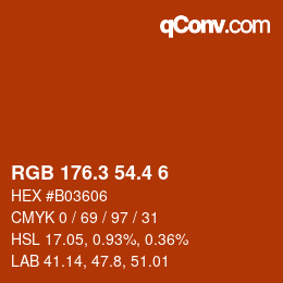 カラーコード: RGB 176.3 54.4 6 | qconv.com