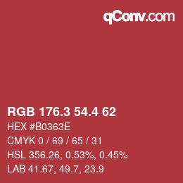 カラーコード: RGB 176.3 54.4 62 | qconv.com