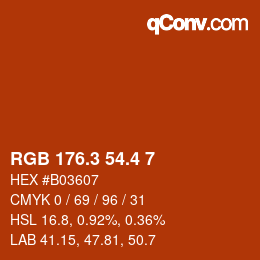 カラーコード: RGB 176.3 54.4 7 | qconv.com
