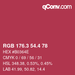カラーコード: RGB 176.3 54.4 78 | qconv.com