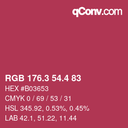 カラーコード: RGB 176.3 54.4 83 | qconv.com