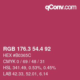 カラーコード: RGB 176.3 54.4 92 | qconv.com
