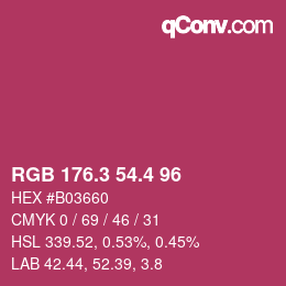 カラーコード: RGB 176.3 54.4 96 | qconv.com