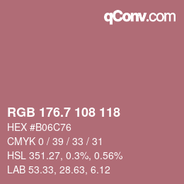 カラーコード: RGB 176.7 108 118 | qconv.com