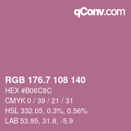 カラーコード: RGB 176.7 108 140 | qconv.com