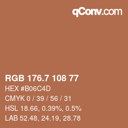 カラーコード: RGB 176.7 108 77 | qconv.com