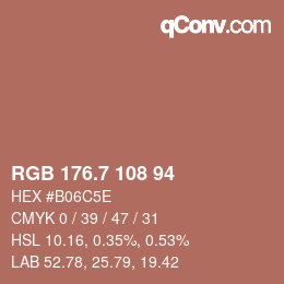 カラーコード: RGB 176.7 108 94 | qconv.com