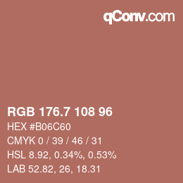 カラーコード: RGB 176.7 108 96 | qconv.com