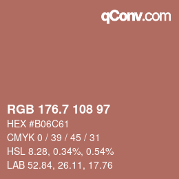 カラーコード: RGB 176.7 108 97 | qconv.com