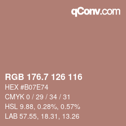 カラーコード: RGB 176.7 126 116 | qconv.com
