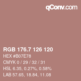 カラーコード: RGB 176.7 126 120 | qconv.com