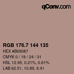 カラーコード: RGB 176.7 144 135 | qconv.com