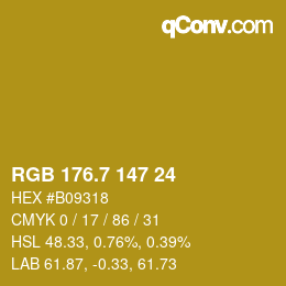 カラーコード: RGB 176.7 147 24 | qconv.com