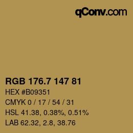 カラーコード: RGB 176.7 147 81 | qconv.com