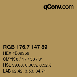 カラーコード: RGB 176.7 147 89 | qconv.com