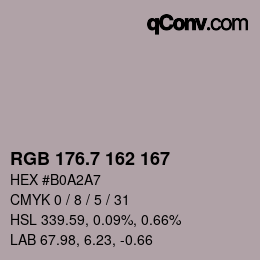 カラーコード: RGB 176.7 162 167 | qconv.com