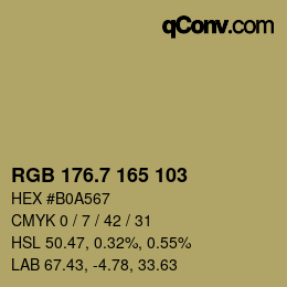 カラーコード: RGB 176.7 165 103 | qconv.com