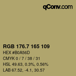 カラーコード: RGB 176.7 165 109 | qconv.com