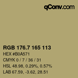カラーコード: RGB 176.7 165 113 | qconv.com