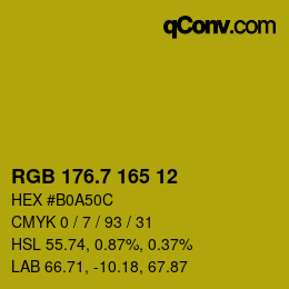 カラーコード: RGB 176.7 165 12 | qconv.com
