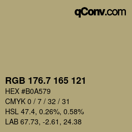 カラーコード: RGB 176.7 165 121 | qconv.com