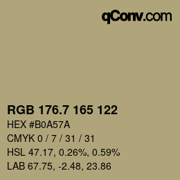 カラーコード: RGB 176.7 165 122 | qconv.com