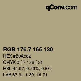 カラーコード: RGB 176.7 165 130 | qconv.com